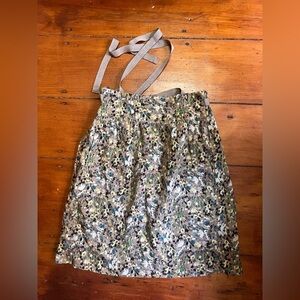 Chattawak Small Womens skirt brown artsy print with ribbon waist tie lined